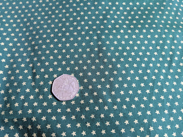 Bottle Green Cotton Poplin Fabric With Gold Stars Christmas Fabric, Festive Fabric, Holiday Fabric